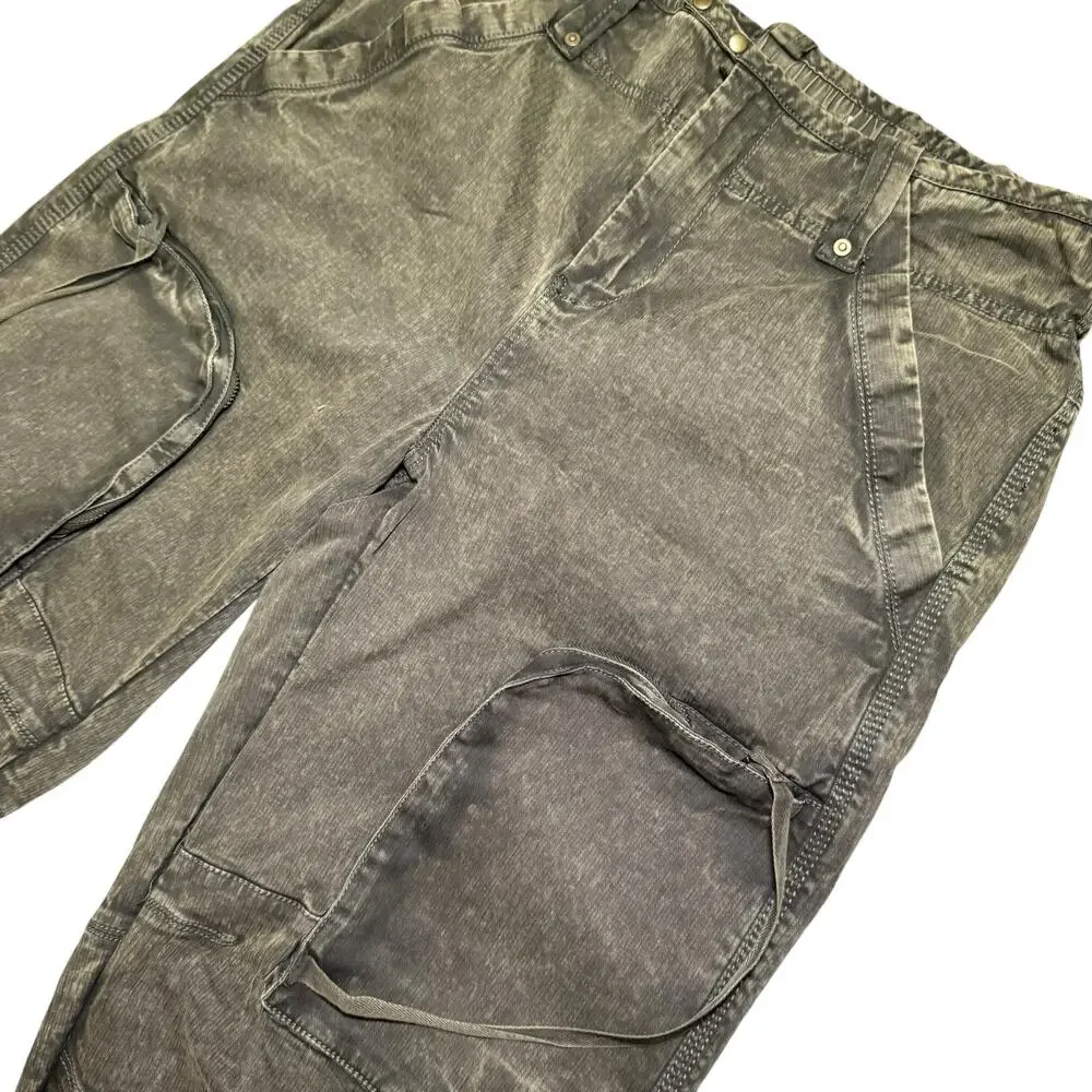 Free People We The Free Utility Cargo Pants Olive Green Acid Wash Medium - Picture 4 of 8